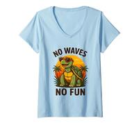 Mujer Verano de playa de tortugas sin olas Camiseta Cuello V