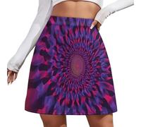 Mujer Verano Mini Falda - Falda Mujer Corta Diseño Abstracto, Faldas Cortas Sexy Y Elegante con Patrón En Espiral, Tallas Grandes S-4Xl,Rojo Violáceo