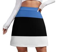 Mujer Verano Mini Falda - Falda Mujer Corta Elementos De La Bandera Nacional, Faldas Cortas Sexy Y Elegante con Bandera De La República De Estonia, Tallas Grandes S-4Xl,República De Estonia