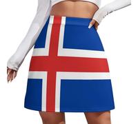 Mujer Verano Mini Falda - Falda Mujer Corta Elementos De La Bandera Nacional, Faldas Cortas Sexy Y Elegante con Bandera De Islandia, Tallas Grandes S-4Xl,Islandia