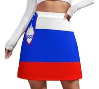 Mujer Verano Mini Falda - Falda Mujer Corta Elementos De La Bandera Nacional, Faldas Cortas Sexy Y Elegante con Bandera De Eslovenia, Tallas Grandes S-4Xl,Eslovenia