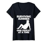 Mujer Verano Papá Humor Sobreviviendo Verano Un Sudor A La Vez Camiseta Cuello V