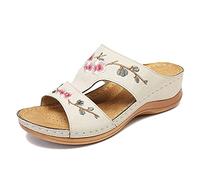 Mujer Verano Plataformas Sandalias, Morbuy Talla Grande Roma Moda Cómodosandalias Cuña Planas Punta Abierta Tacón 5 CM Transpirable Confort Antideslizant Plantilla Zapatillas Chanclas (40,Beige)