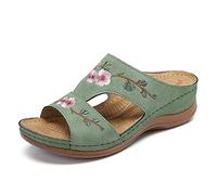 Mujer Verano Plataformas Sandalias, Morbuy Talla Grande Roma Moda Cómodosandalias Cuña Planas Punta Abierta Tacón 5 CM Transpirable Confort Antideslizant Plantilla Zapatillas Chanclas (43,Verde)
