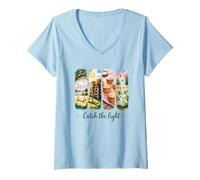 Mujer Verano Swing Heno Luciérnagas Recuerdos Nostalgia Camiseta Cuello V