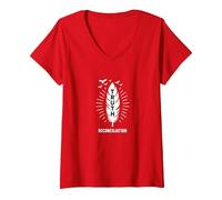Mujer Verdad y reconciliación del Día Naranja de los Nativos Americanos Camiseta Cuello V, Rojo, M