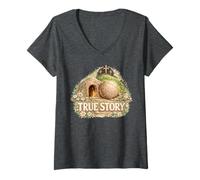 Mujer Verdadera Historia de Pascua Cristiano Jesucristo Tumba Vacía Cruz Camiseta Cuello V