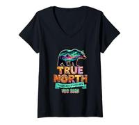 Mujer Verdadero-Norte Confiando en Jesús En Un Mundo Salvaje Vbs Oso Natur Camiseta Cuello V