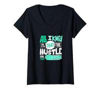 Mujer Verde Azulado Claro Aqua Color The Hustle Looks Crazy Light Teal Aqua Camiseta Cuello V