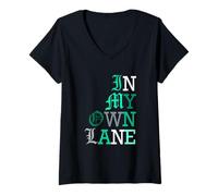 Mujer Verde Azulado Claro Aqua In My Own Lane Teal Aqua Graphic Camiseta Cuello V