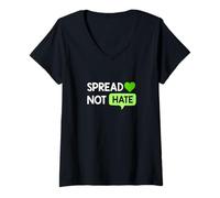 Mujer Verde Color Amor No Odio Gráfico Verde Camiseta Cuello V