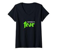Mujer Verde Color Nada Que Temer Gráfico Verde Camiseta Cuello V