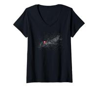 Mujer Verificación de la Realidad, estás aquí en el Universo Estrellas y Planeta Camiseta Cuello V