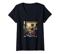 Mujer Vermeer, La lección de música Camiseta Cuello V