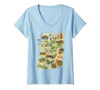 Mujer Vermont VT USA, Jarabe de Arce, huertos de Manzana Camiseta Cuello V