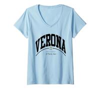 Mujer Verona Italia Viaje a Verona Vacaciones Italia Viaje Familiar Camiseta Cuello V