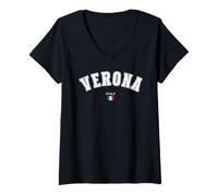 Mujer Verona Veneto Bandera Italiana Italia Viaje Verona Souvenir Camiseta Cuello V