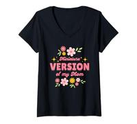 Mujer Versión en miniatura de My Mom Cute Floral Kids Funny Girl Boy Camiseta Cuello V