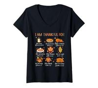 Mujer Verso Cristiano de la Biblia de Acción de Gracias I Am Thankful For Autumn Camiseta Cuello V