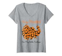 Mujer Very Thankful For My Little Turkeys FunThanksgiving Pavo Camiseta Cuello V