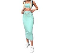 Mujer Vest Top Elegante Falda Lápiz Vestido Ajustado Dos Piezas Clubwear Sexy Falda Conjunto de Dos Piezas Vestido de Cóctel Bodycon Moda Vestido Casual Recto Sólido