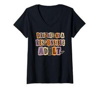 Mujer Vestida como un Adulto Responsable Divertido Camiseta Cuello V