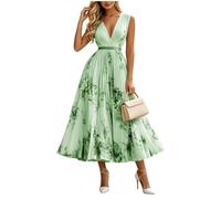 Mujer Vestido A-línea de cóctel Top Falda Columpio de Gasa para Boda de Bola de Fiesta Cuello en V Sin Mangas Gasa Corte para Mujer Vestido de Verano Elegante Vestidos