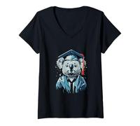 Mujer Vestido de gorra para graduarse, koala, lindo animal senior graduación Camiseta Cuello V