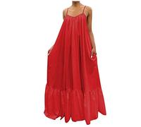 Mujer Vestido De Noche De Gran Tamaño Lentejuelas Cumpleaños Oversize Mi Largo Vestido Vintage Casual Mediados Largo Bohemia Elegante Suelto Vestido Falda Midi Vestidos, rojo, XXXL
