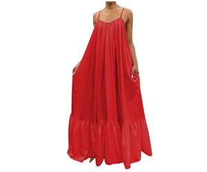 Mujer Vestido De Noche De Gran Tamaño Lentejuelas Cumpleaños Oversize Mi Largo Vestido Vintage Casual Mediados Largo Bohemia Elegante Suelto Vestido Falda Midi Vestidos, rojo, XXXL