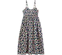 Mujer Vestido de Tirantes 100% Algodón Popelín Vestido Playa Vestido Maxi Vestido Largo Floral Cintura Alta con Tirantes Ajustables Longitud del Vestido 118 cm - Azul Marino con Naranja Limones A53