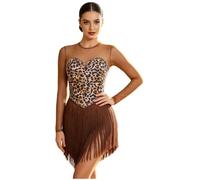 Mujer Vestido Disfraz Cavernícola Patinaje Artístico Prehistoria Marrón XXL