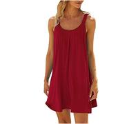 Mujer Vestido Largo 2026 Vestido de Playa Para Mujer Bikini Encubrimiento Casual Vacaciones Corto Vestido De Verano Vestido Muselina Oversize A Línea Vestidos Festivos, rojo, L