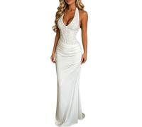 Mujer Vestido Largo sin Mangas, Vestidos de Noche Elegantes para Mujer, Vestido Maxi con Abertura, Sexy y Elegante, Vestido de cóctel, Vestido de Fiesta, Escote en V, para Boda, Dama de Honor
