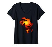 Mujer Vestidos Africanos Safari Ropa Atardecer Vida Silvestre África Camiseta Cuello V