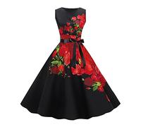Mujer Vestidos Vintage Retro Rockabilly Años 1950 50 60 70 Estilo Audrey Hepburn Casual Vestido con Ruched Lateral Cuello en V Vestido Vintage Años 70 Pin Up Mujer Verde Económico, G rojo., M