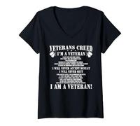 Mujer Veteran’s Creed I’m Veteran T-Shirt Camiseta Cuello V