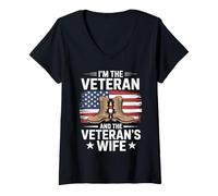 Mujer Veterano Esposa Militar Veteranos Día Veterano Esposa Camiseta Cuello V