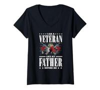 Mujer Veterano patriótico - Soy un veterano como mi padre antes que yo Camiseta Cuello V
