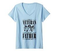Mujer Veterano patriótico - Soy un veterano como mi padre antes que yo Camiseta Cuello V