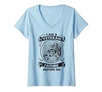 Mujer Veterano patriótico - Soy un veterano como mi padre antes que yo Camiseta Cuello V