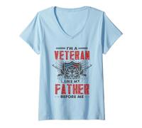 Mujer Veterano patriótico - Soy un veterano como mi padre antes que yo Camiseta Cuello V
