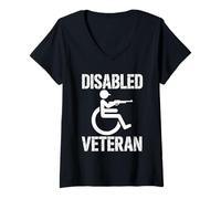 Mujer Veteranos discapacitados del Servicio Militar Apoyo a Las Fuerzas Armadas Camiseta Cuello V