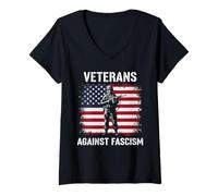 Mujer Veterans Against Fascism Vintage US Army Patriotic Soldier Camiseta Cuello V