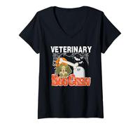 Mujer Veterinario Boo Crew Disfraz de Halloween a juego Veterinario Camiseta Cuello V