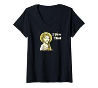 Mujer Vi Esa Cita Graciosa Jesús Meme Icono Cristiano Camiseta Cuello V