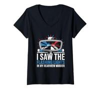Mujer Vi las luces intermitentes en mi espejo retrovisor policía policía Camiseta Cuello V