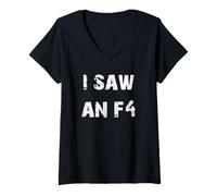 Mujer Vi un cazador de tormentas de tornado F4 Camiseta Cuello V