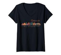 Mujer Viajar Europa Grecia Atenas Santorini Creta Griego Vacaciones Camiseta Cuello V
