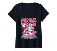 Mujer Viaje a Chipre 2026! Vacaciones a Juego en Paphos Camiseta Cuello V